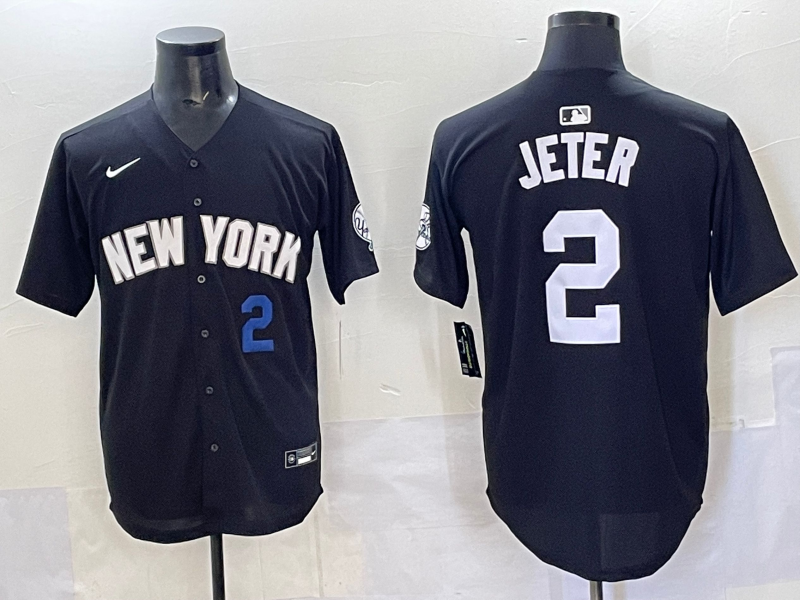 Men 2025 New York Yankees #2 Jeter black Nike MLB Jersey style 725007->new york yankees->MLB Jersey